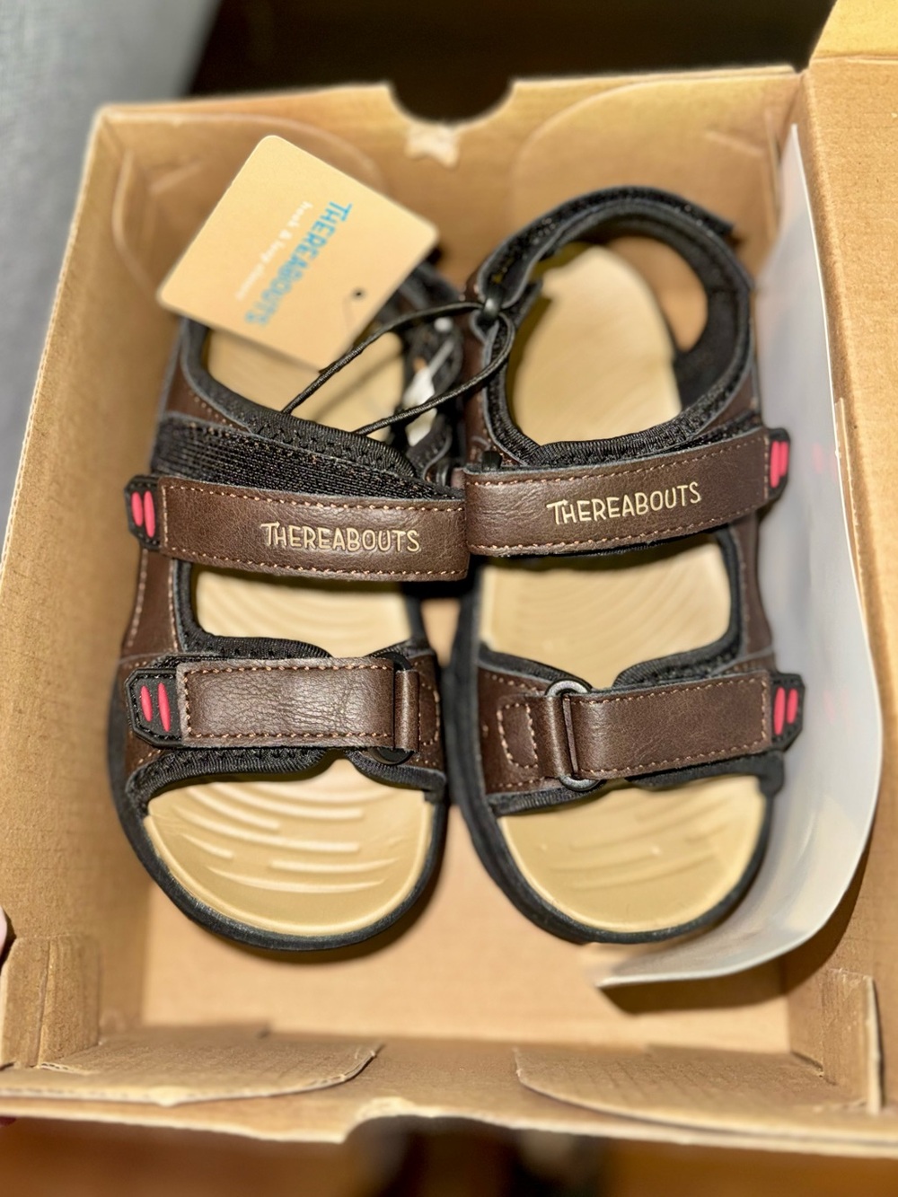 NWT Thereabouts Kids Brown Adjustable Sport Sandals